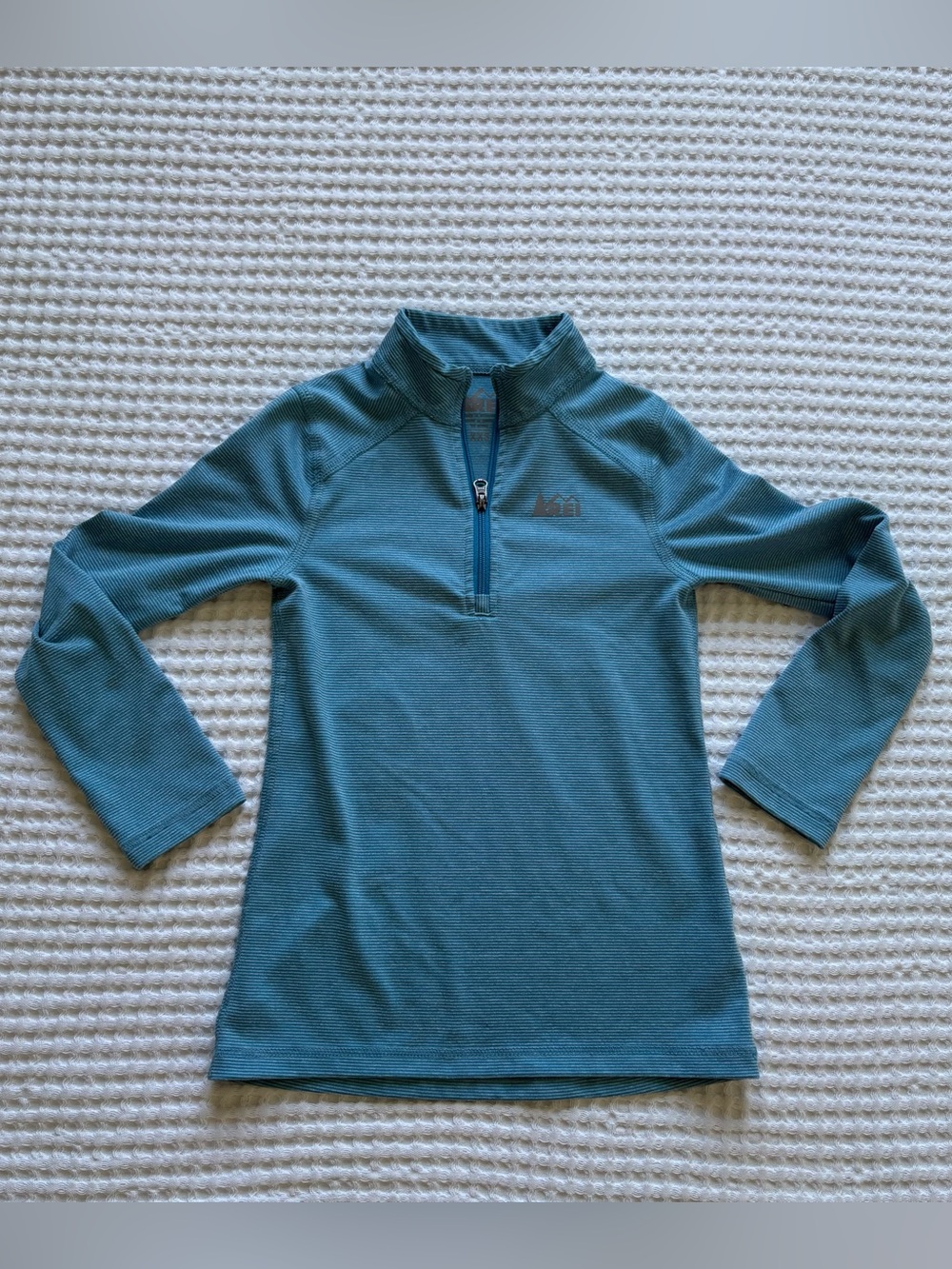 REI Co-op Kids Quarter Zip Base Layer Top Blue Teal Stripe Size XXS (4-5)